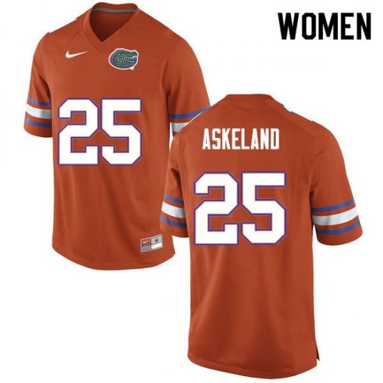 Women's Florida Gators #25 Erik Askeland NCAA Nike Orange Authentic Stitched College Football Jersey XTX7562XU